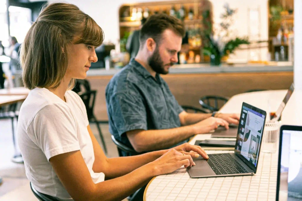 a man and women working in a office seo expert in kerala