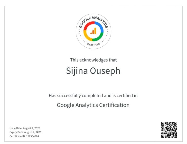google analytics certificate
